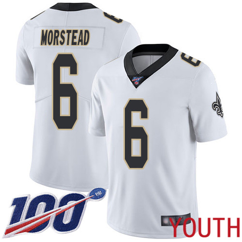 New Orleans Saints Limited White Youth Thomas Morstead Road Jersey NFL Football 6 100th Season Vapor Untouchable Jersey